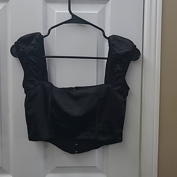 Women's black satin corset top - Picture 2 of 2